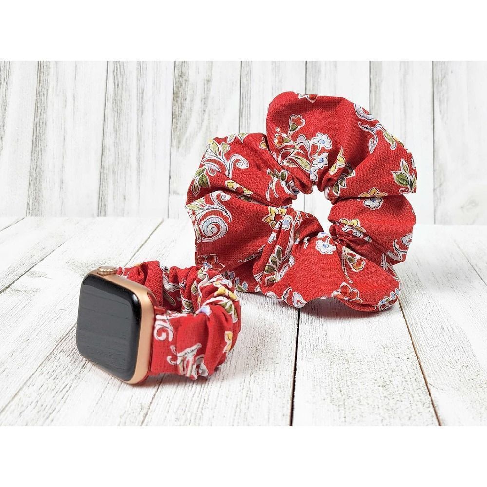 Set Matching Scrunchies Watch Band for Fitbit Sense & Versa 3 2 1, Apple Watch